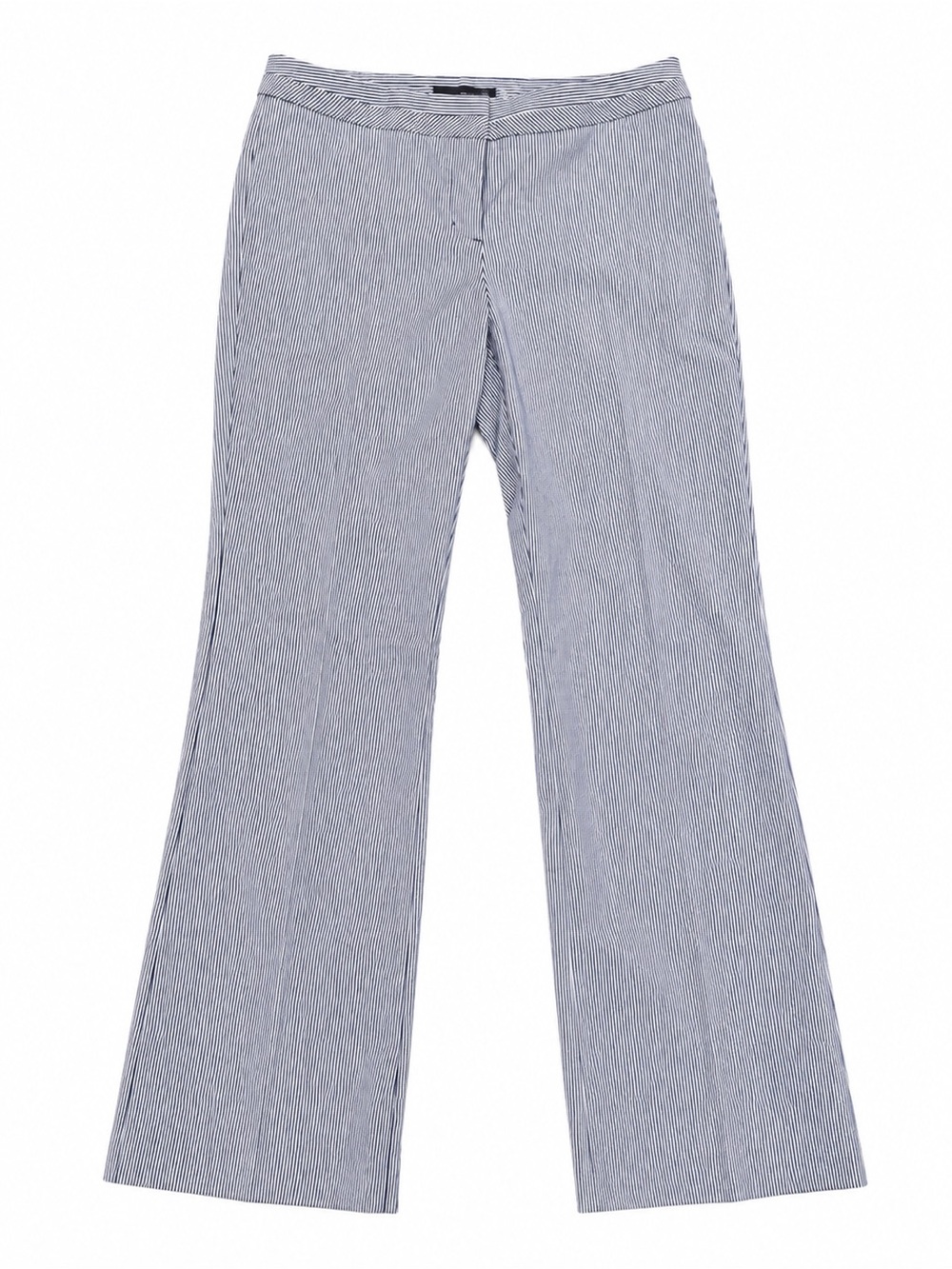 Express Blue Pinstripe Wide-Leg Searsucker Trousers Size 4